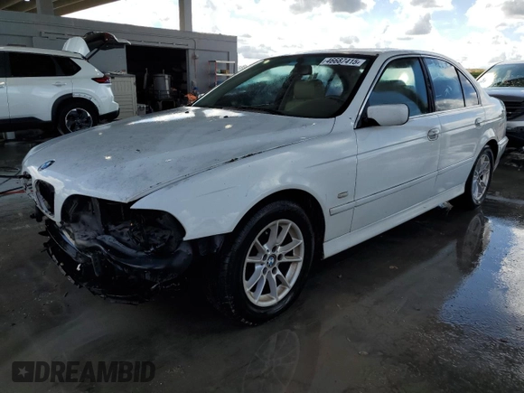 2001 BMW 5 Series 525iA with VIN WBADT43451GF58014, listed as a Copart auction lot 46687415 with 230,231 mi miles and Salvage Title. Bid and sale history available at carsss.com. Image 1.