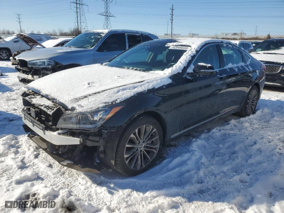 2015 Hyundai Genesis 3.8L with VIN KMHGN4JE0FU018271, listed as a Copart auction lot 42048535 with 92,760 mi miles and Salvage Title. Bid and sale history available at carsss.com. Image 1.
