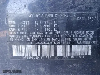 2019 Subaru Impreza Premium with VIN 4S3GKAC67K3621591, listed as a Copart auction lot 43916715 with 84,368 mi miles and Salvage Title. Bid and sale history available at carsss.com. Image 12.