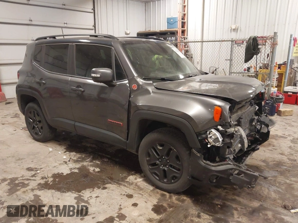 2018 Jeep Renegade Trailhawk with VIN ZACCJBCB0JPJ03169, listed as a IAAI auction lot 41318062 with 56,188 mi miles. Bid and sale history available at carsss.com. Image 1.