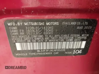 2020 Mitsubishi Mirage ES z VIN ML32F3FJXLHF00235, wystawiony jako IAAI lot #41961200 z przebiegiem 39 066 mil mil oraz . Historia ofert i sprzedaży dostępna na DreamBid. Obrazek 9.