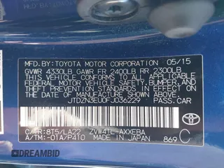 2015 Toyota Prius Two with VIN JTDZN3EU0FJ036229, listed as a IAAI auction lot 42007222 with 78,107 mi miles and . Bid and sale history available at DreamBid. Image 9.