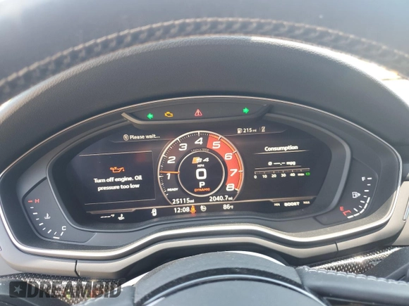 2019 Audi S4 Premium Plus with VIN WAUB4AF45KA082007, listed as a Copart auction lot 55275724 with 25,115 mi miles and Salvage Title. Bid and sale history available at carsss.com. Image 9.