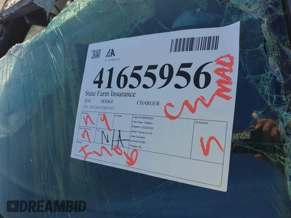 2018 Dodge Charger Daytona z VIN 2C3CDXCT7JH337427, wystawiony jako IAAI lot #41655956 z przebiegiem Nie podano mil oraz . Historia ofert i sprzedaży dostępna na DreamBid. Obrazek 12.