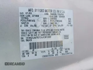 2003 Ford Explorer Sport Trac XLS с VIN 1FMZU67E73UC81352, выставлен на аукционе IAAI как лот 42540769 с пробегом 266 446 миль миль и . История ставок и продаж доступна на DreamBid. Изображение 9.