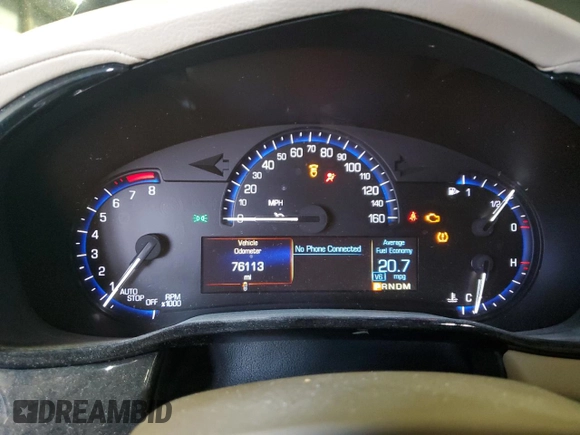 2016 Cadillac CTS Luxury Collection AWD with VIN 1G6AX5SS6G0126033, listed as a Copart auction lot 55636615 with 76,113 mi miles and Salvage title. Bid and sale history available at DreamBid. Image 9.
