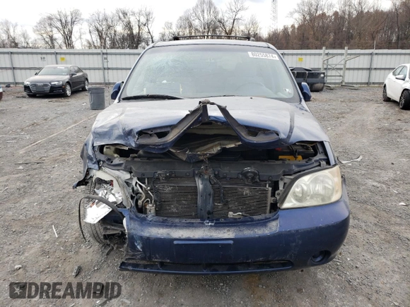 2005 Kia Sedona LX with VIN KNDUP131356628968, listed as a Copart auction lot 80255874 with 223,761 mi miles and Salvage Title. Bid and sale history available at carsss.com. Image 5.