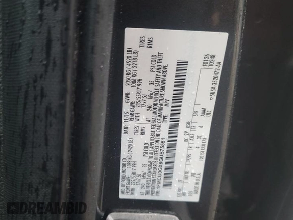 2016 Ford Escape SE with VIN 1FMCU0GX6GUB75551, listed as a Copart auction lot 49507385 with 123,051 mi miles and Salvage Title. Bid and sale history available at carsss.com. Image 13.
