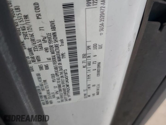 2018 Ford Transit with VIN 1FTYR2CM7JKA51973, listed as a Copart auction lot 59139395 with Not provided miles and Salvage title. Bid and sale history available at DreamBid. Image 12.
