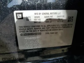 2014 Chevrolet Sonic LT with VIN 1G1JC6SH0E4197293, listed as a Copart auction lot 46496315 with 17,199 mi miles and Salvage Title. Bid and sale history available at carsss.com. Image 13.