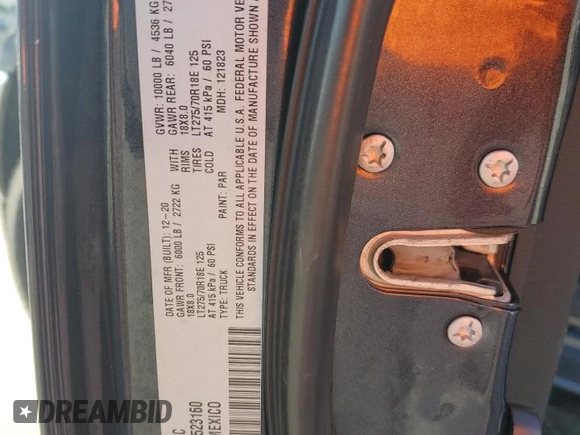 2021 Ram 2500 Big Horn with VIN 3C6UR5DL3MG523160, listed as a Copart auction lot 54698475 with 88,983 mi miles and Salvage title. Bid and sale history available at DreamBid. Image 12.