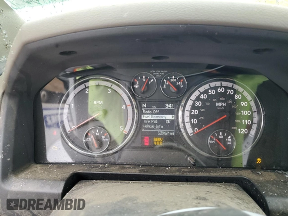 2012 Ram 2500 Big Horn with VIN 3C6UD5DLXCG312843, listed as a Copart auction lot 44696095 with 52,257 mi miles and Salvage title. Bid and sale history available at DreamBid. Image 9.