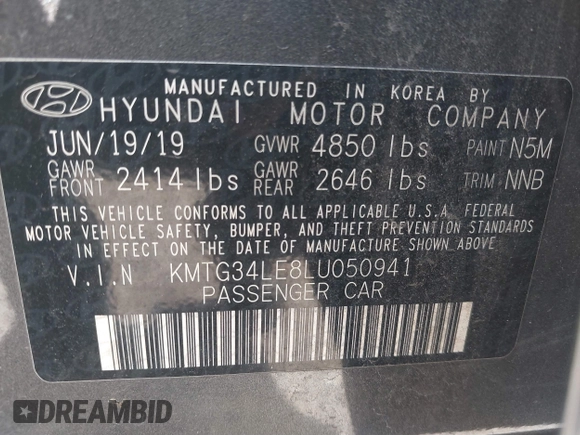 2020 Genesis G70 3.3T with VIN KMTG34LE8LU050941, listed as a IAAI auction lot 41676221 with 36,528 mi miles and . Bid and sale history available at DreamBid. Image 9.