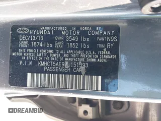 2014 Hyundai Accent GS with VIN KMHCT5AE9EU151393, listed as a IAAI auction lot 41571254 with 163,092 mi miles. Bid and sale history available at carsss.com. Image 9.