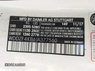 2018 Mercedes-Benz E-Class E 300 with VIN WDDZF4KB6JA377560, listed as a IAAI auction lot 41730305 with 36,477 mi miles. Bid and sale history available at carsss.com. Image 9.