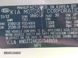 2013 Kia Soul + with VIN KNDJT2A62D7548959, listed as a IAAI auction lot 42071230 with 149,410 mi miles and . Bid and sale history available at DreamBid. Image 9.