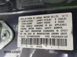 2013 Acura TSX z VIN JH4CU2F48DC003092, wystawiony jako IAAI lot #42304345 z przebiegiem 202 550 mil mil oraz . Historia ofert i sprzedaży dostępna na DreamBid. Obrazek 9.