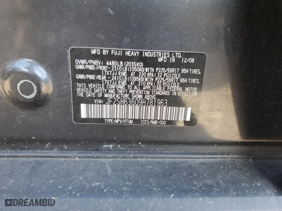 2009 Subaru Forester (Natl) X w/Premium Pkg with VIN JF2SH63609H781963, listed as a Copart auction lot 88922185 with NaN miles and Clean Title. Bid and sale history available at carsss.com. Image 13.