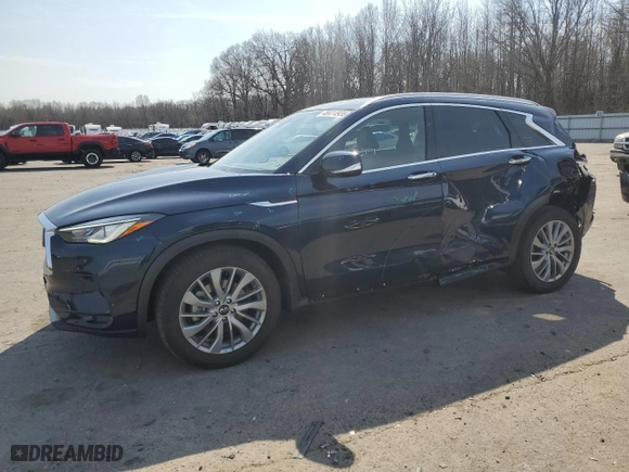 2024 Infiniti QX50 LUXE with VIN 3PCAJ5BB2RF114609, listed as a Copart auction lot 48414935 with 5,776 mi miles and Salvage Title. Bid and sale history available at carsss.com. Image 1.