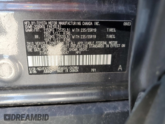 2023 Toyota RAV4 XLE Premium with VIN 2T3A1RFV6PC389047, listed as a Copart auction lot 53106175 with 20,306 mi miles and Salvage title. Bid and sale history available at DreamBid. Image 15.