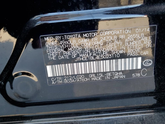 2014 Lexus GS 350 with VIN JTHCE1BL4E5023110, listed as a Copart auction lot 44259355 with 123,501 mi miles and Salvage Title. Bid and sale history available at carsss.com. Image 23.