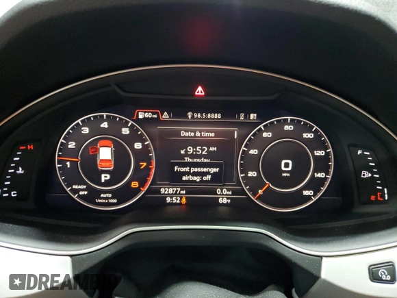 2018 Audi Q7 Premium Plus with VIN WA1LHAF75JD013380, listed as a Copart auction lot 58324865 with 92,877 mi miles and Salvage title. Bid and sale history available at DreamBid. Image 9.