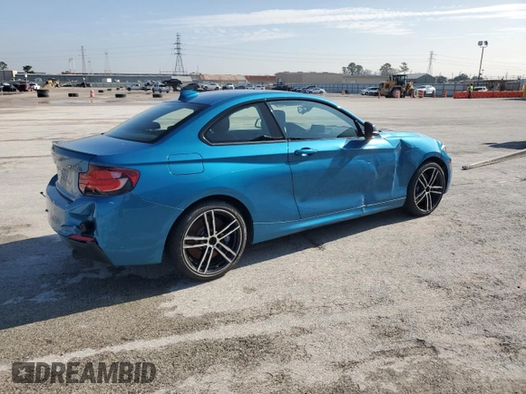 2020 BMW 2 Series M240i with VIN WBA2J5C07L7F24188, listed as a Copart auction lot 84346574 with 34,082 mi miles and Salvage Title. Bid and sale history available at carsss.com. Image 3.