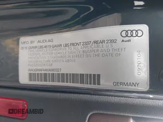2019 Audi A4 Premium z VIN WAUGMAF44KA060327, wystawiony jako IAAI lot #41757099 z przebiegiem 52 110 mil mil oraz . Historia ofert i sprzedaży dostępna na DreamBid. Obrazek 9.