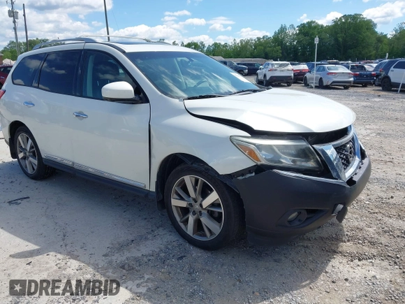 2015 Nissan Pathfinder Platinum z VIN 5N1AR2MM0FC613659, wystawiony jako IAAI lot #42194214 z przebiegiem 138 180 mil mil oraz . Historia ofert i sprzedaży dostępna na DreamBid. Obrazek 1.