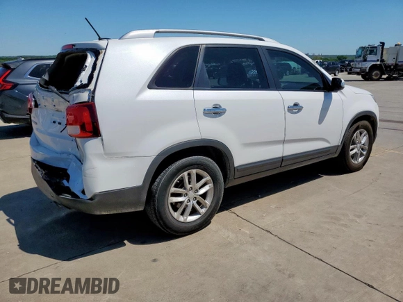 2014 Kia Sorento LX with VIN 5XYKT4A66EG499575, listed as a Copart auction lot 53900745 with 123,487 mi miles and Salvage Title. Bid and sale history available at DreamBid. Image 3.