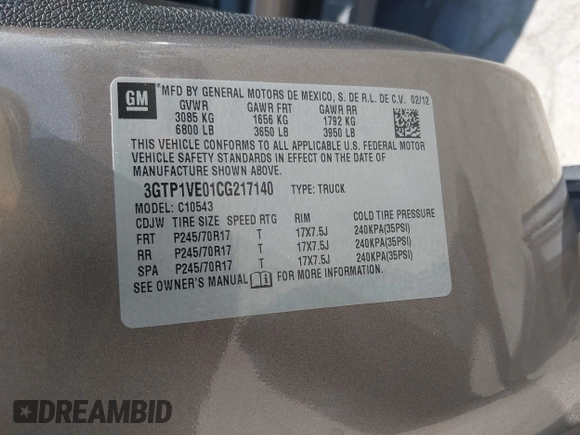 2012 GMC Sierra 1500 SLE z VIN 3GTP1VE01CG217140, wystawiony jako IAAI lot #42503838 z przebiegiem 237 912 mil mil oraz . Historia ofert i sprzedaży dostępna na DreamBid. Obrazek 9.