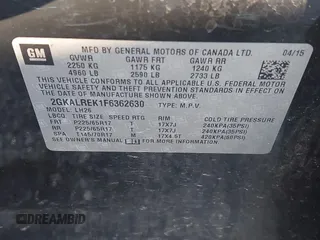 2015 GMC Terrain SLE with VIN 2GKALREK1F6362630, listed as a IAAI auction lot 41497810 with 240,785 mi miles. Bid and sale history available at carsss.com. Image 9.