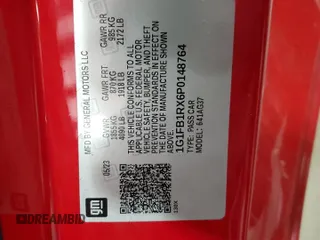 2023 Chevrolet Camaro 1LT с VIN 1G1FB1RX6P0148764, выставлен на аукционе Copart как лот 55076935 с пробегом 30 748 миль миль и Списание • Salvage title. История ставок и продаж доступна на DreamBid. Изображение 12.
