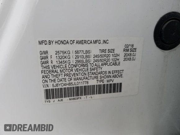 2018 Acura MDX Advance with VIN 5J8YD4H85JL011778, listed as a Copart auction lot 46068325 with 168,558 mi miles and Clean Title. Bid and sale history available at carsss.com. Image 13.