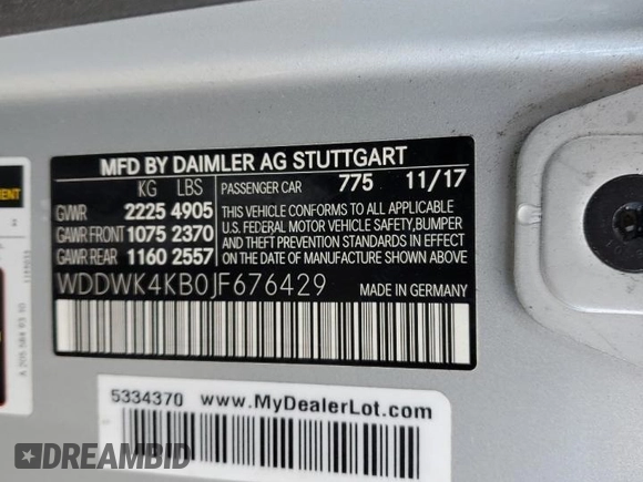 2018 Mercedes-Benz C 300 with VIN WDDWK4KB0JF676429, listed as a Copart auction lot 85419084 with 47,149 mi miles and Salvage title. Bid and sale history available at DreamBid. Image 13.