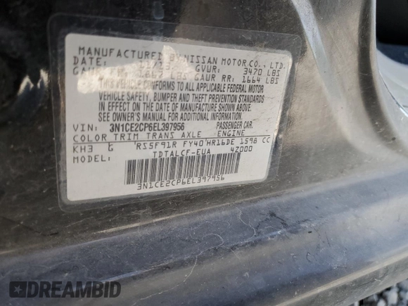 2014 Nissan Note S with VIN 3N1CE2CP6EL397956, listed as a Copart auction lot 56666795 with 120,277 mi miles and Clean Title. Bid and sale history available at DreamBid. Image 12.