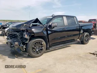 2024 Chevrolet Silverado 1500 Custom with VIN 3GCPABEK0RG245584, listed as a Copart auction lot 50540105 with 43,937 mi miles and Salvage Title. Bid and sale history available at DreamBid. Image 1.