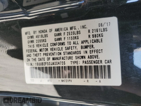 2018 Acura TLX w/Technology Pkg with VIN 19UUB2F50JA004735, listed as a Copart auction lot 75613964 with 104,890 mi miles and Clean Title. Bid and sale history available at carsss.com. Image 12.
