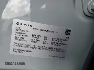 2023 Rivian R1T Adventure with VIN 7FCTGBAA2PN028983, listed as a Copart auction lot 45307015 with 220 mi miles and Salvage Title. Bid and sale history available at DreamBid. Image 14.