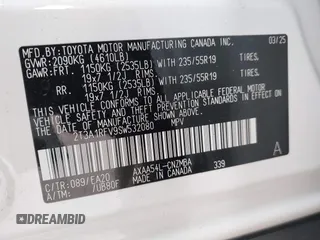 2025 Toyota RAV4 XLE Premium with VIN 2T3A1RFV9SW532080, listed as a IAAI auction lot 42420248 with 323 mi miles and . Bid and sale history available at DreamBid. Image 9.