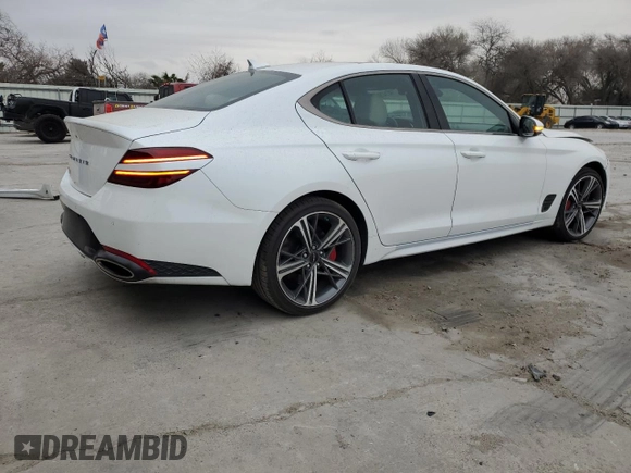 2024 Genesis G70 2.5T with VIN KMTG34SC8RU137005, listed as a Copart auction lot 45147975 with 5,448 mi miles and Salvage Title. Bid and sale history available at carsss.com. Image 3.