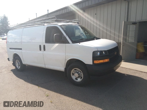 2019 Chevrolet Express Cargo with VIN 1GCWGAFPXK1368408, listed as a IAAI auction lot 42682889 with 154,668 mi miles and . Bid and sale history available at DreamBid. Image 19.