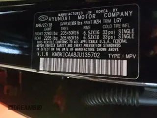2018 Hyundai Kona SE with VIN KM8K1CAA8JU135702, listed as a Copart auction lot 44975673 with 18,996 mi miles. Bid and sale history available at carsss.com. Image 14.