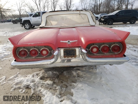 1960 Ford Thunderbird with VIN 0Y73Y100324, listed as a Copart auction lot 87233584 with 15,301 mi miles and Clean Title. Bid and sale history available at DreamBid. Image 6.
