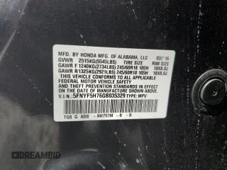 2016 Honda Pilot EX-L with VIN 5FNYF5H76GB035329, listed as a Copart auction lot 51865625 with 126,750 mi miles and Salvage Title. Bid and sale history available at DreamBid. Image 13.