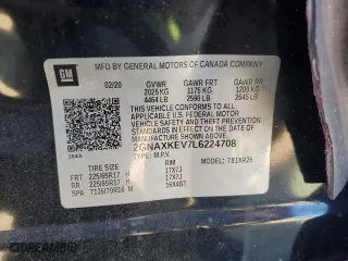 2020 Chevrolet Equinox LT with VIN 2GNAXKEV7L6224708, listed as a Copart auction lot 48552655 with 87,832 mi miles and Salvage Title. Bid and sale history available at carsss.com. Image 13.