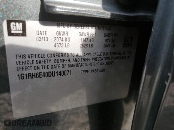 2013 Chevrolet Volt with VIN 1G1RH6E40DU140071, listed as a Copart auction lot 54760905 with 131,560 mi miles and Clean Title. Bid and sale history available at carsss.com. Image 12.