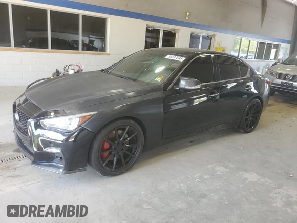 2018 Infiniti Q50 Red Sport 400 with VIN JN1FV7AP3JM461660, listed as a Copart auction lot 53837645 with 111,441 mi miles and Clean title. Bid and sale history available at DreamBid. Image 1.