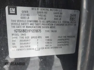 2015 GMC Canyon 4WD SLE z VIN 1GTG6BE31F1270675, wystawiony jako IAAI lot #41407183 z przebiegiem 143 117 mil mil oraz . Historia ofert i sprzedaży dostępna na DreamBid. Obrazek 9.