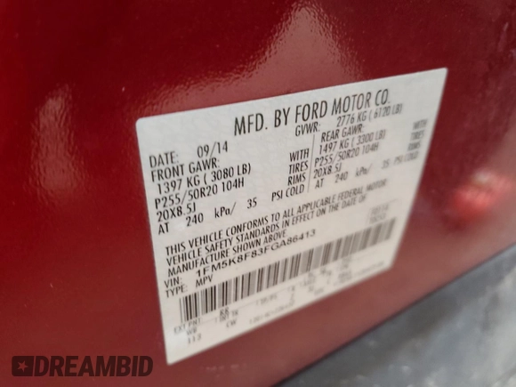 2015 Ford Explorer Limited with VIN 1FM5K8F83FGA86413, listed as a Copart auction lot 44862905 with 130,859 mi miles and Salvage Title. Bid and sale history available at DreamBid. Image 15.
